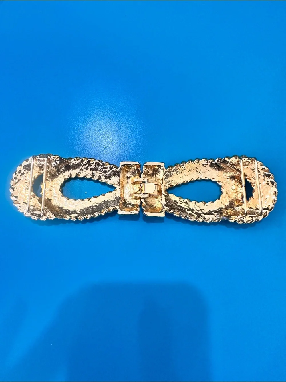Gold-Tone Rope Bow Clip Belt Buckel Vintage
